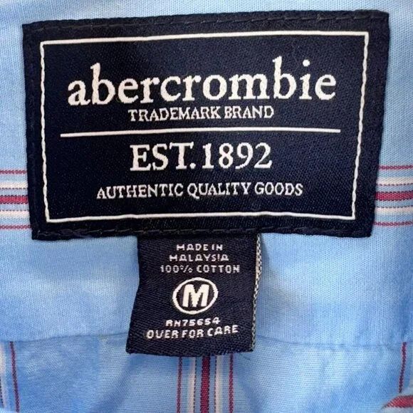 Abercrombie Kids Medium Cotton Striped Blue Button Down Shirt Collared Casual - Picture 4 of 7